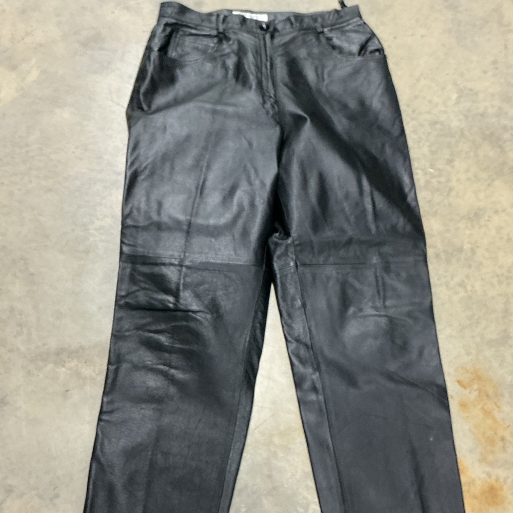 Tower Hill Black Leather Pants | Straight Leg | Size 14